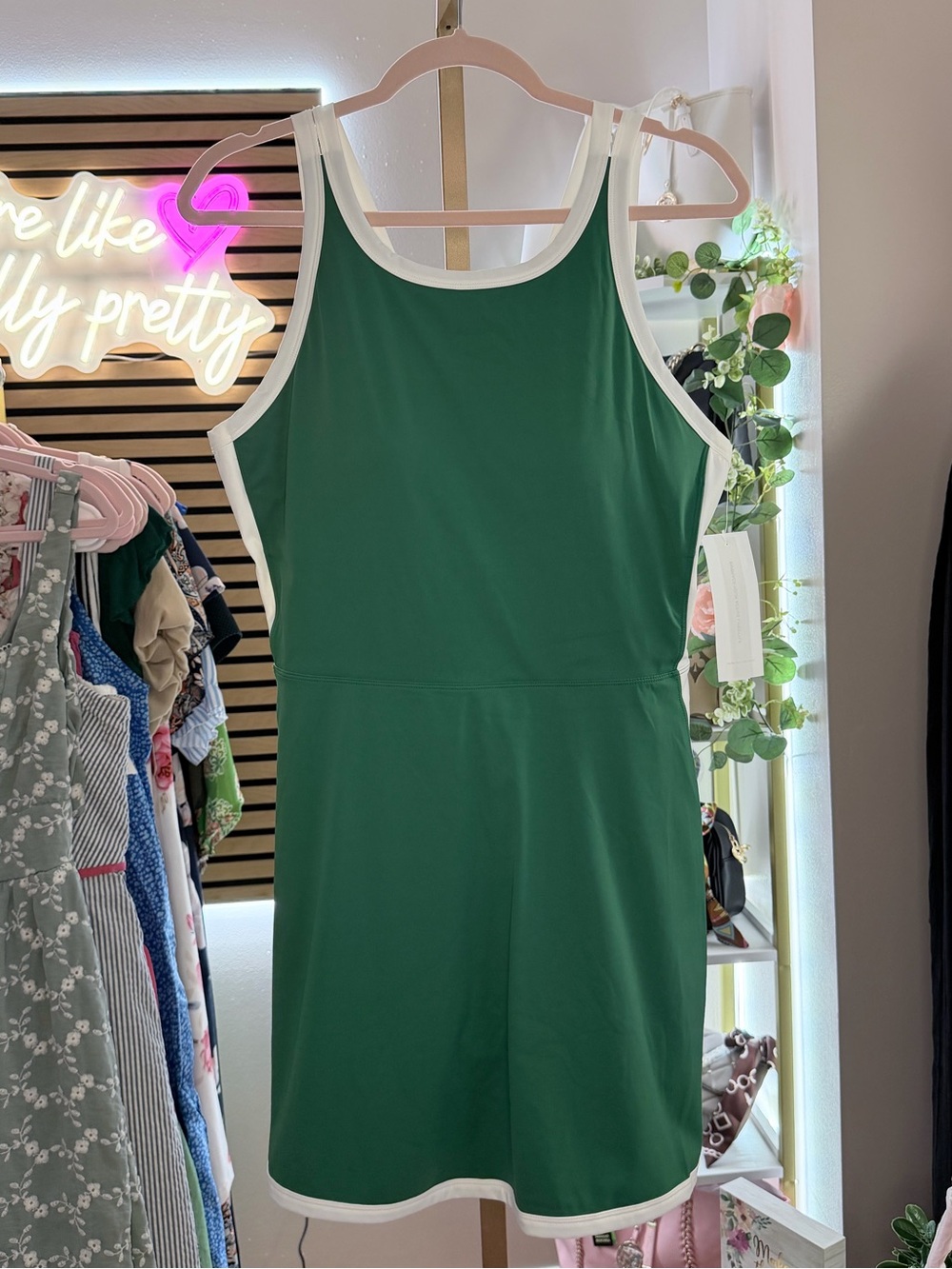 Forest Green Tennis Dress with White Trim - Women's